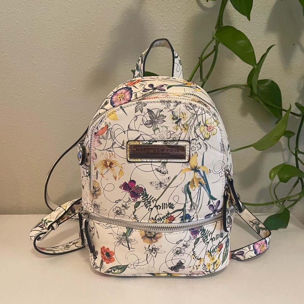 Floral print backpack purse